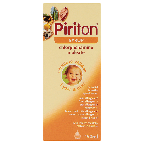 Buy Piriton Syrup Online UK Next Day Delivery 150ml spc Liquid Dose