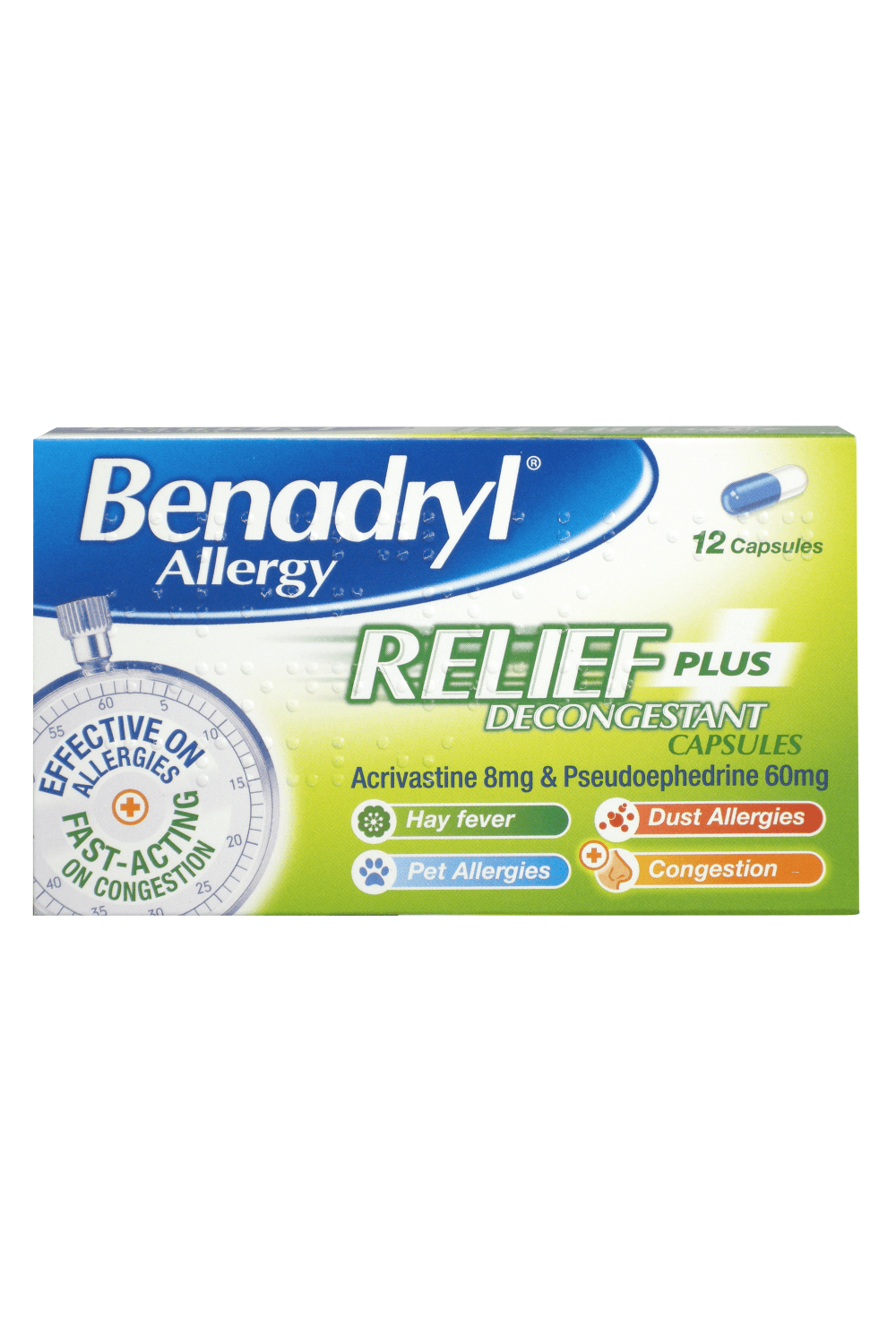 Benadryl Plus 12 Capsules