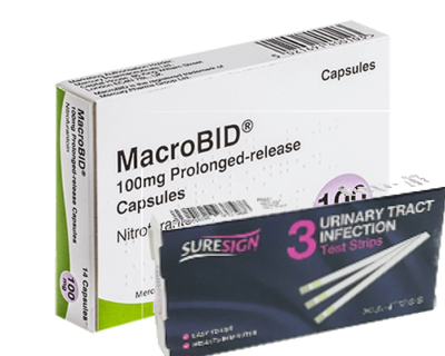 Nitrofurantoin 100mg MR (6 Capsules) & Suresign Urine Test Strips Bundle