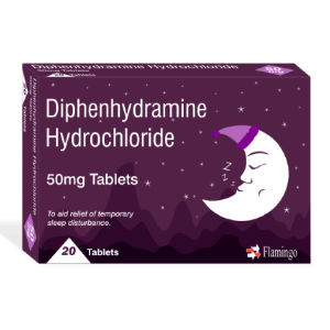 Diphenhydramine Hydrochloride 50mg Tablets - 20 Tablets (Brand May Vary)